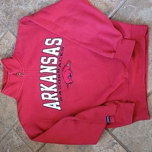Men's small Arkansas Razorbacks Sweatshirt with 3/4 zipper.